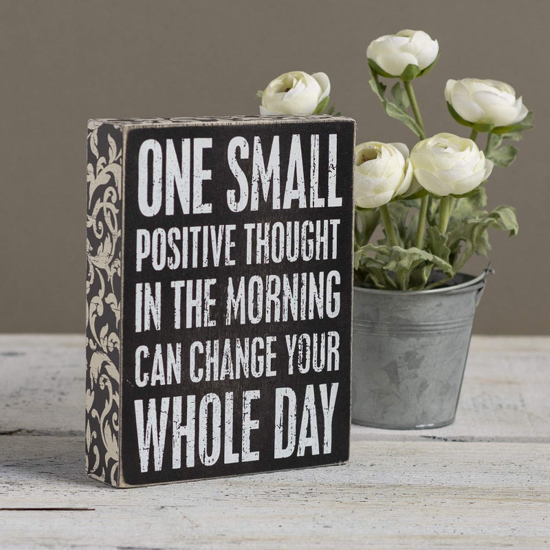 Primitives by Kathy 22675 Floral Trimmed Box Sign  6"" x 8""  Positive Thought - Image 2